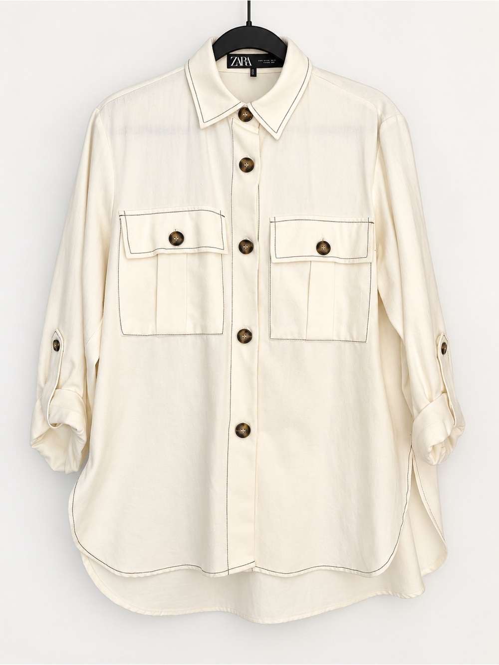 Zara OVERSHIRT WITH CONTRASTING TOPSTITCHING